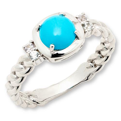 Colleen Lopez Sleeping Beauty Turquoise and White Sapphire Ring