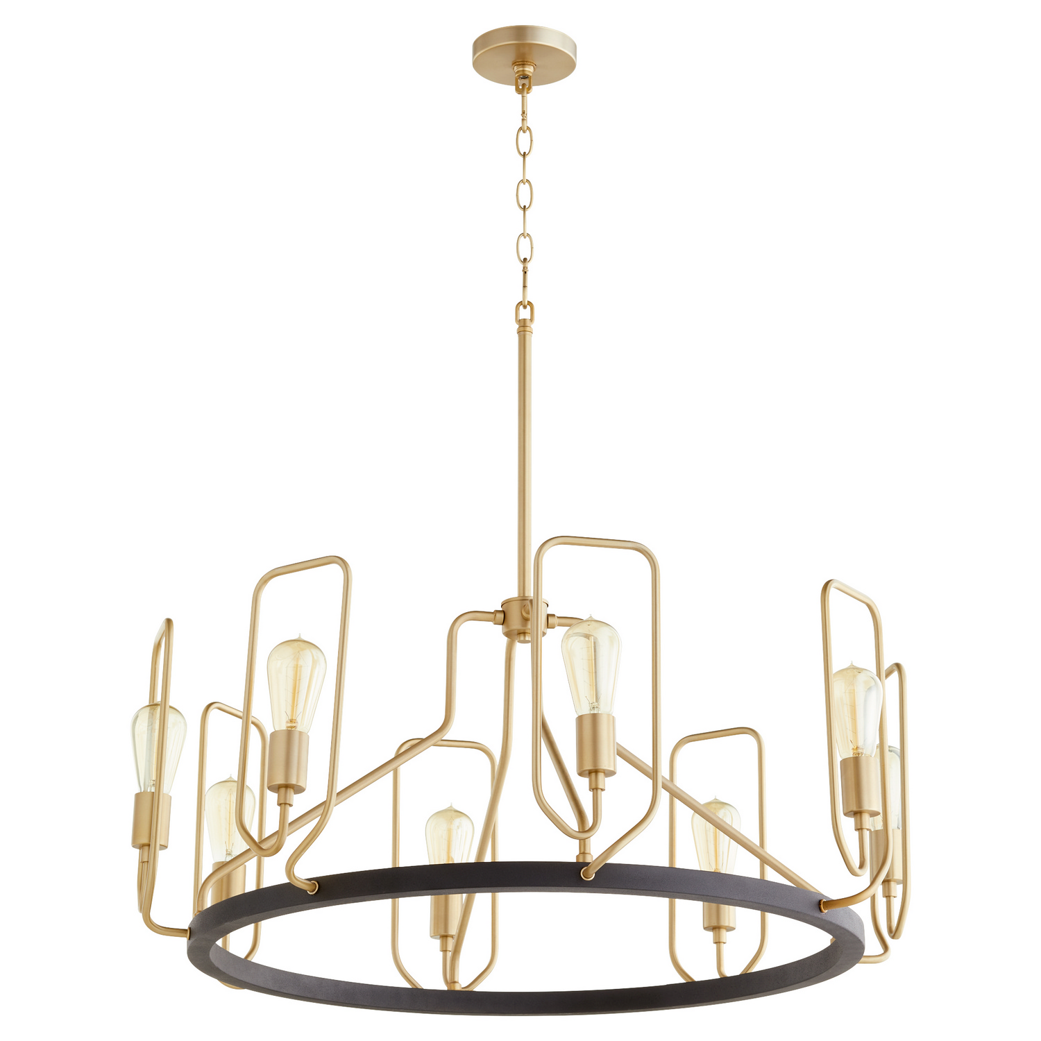 Howe 8-Light Chandelier in Textured Black w with Aged Bra