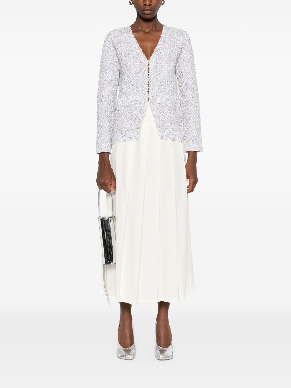 Faux-pearl embellished jacket - Grey