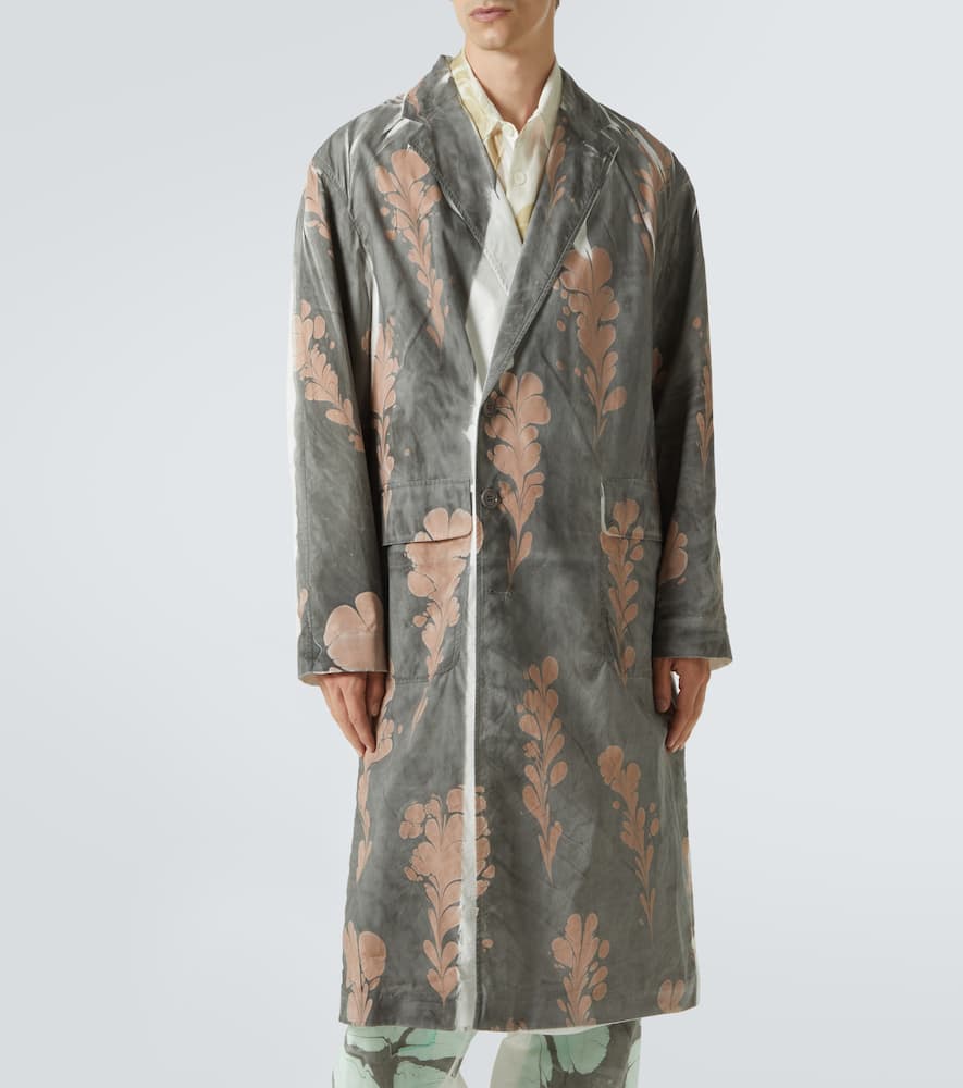 Printed double-breasted cotton coat