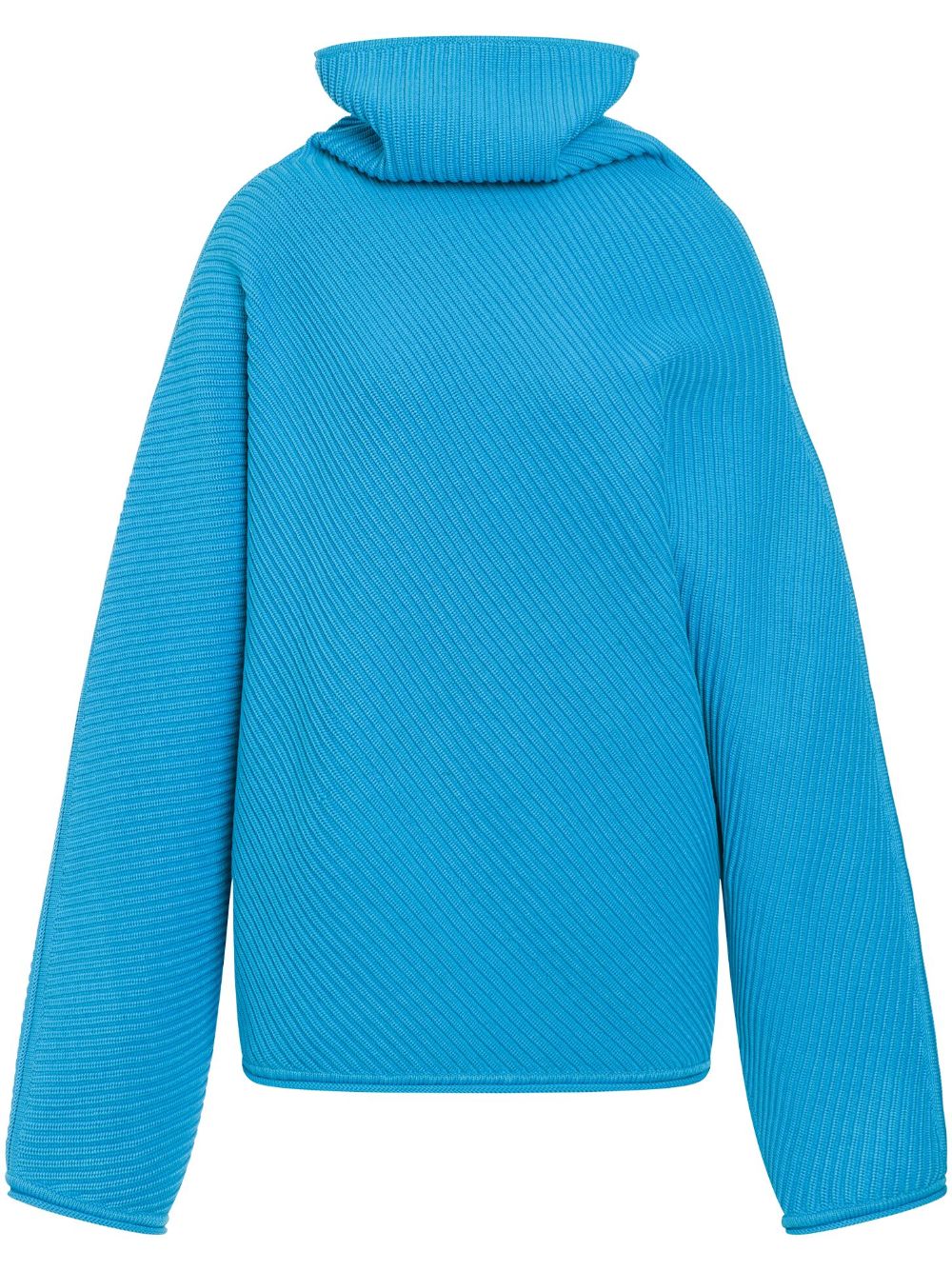 High-neck ribbed jumper - Blue