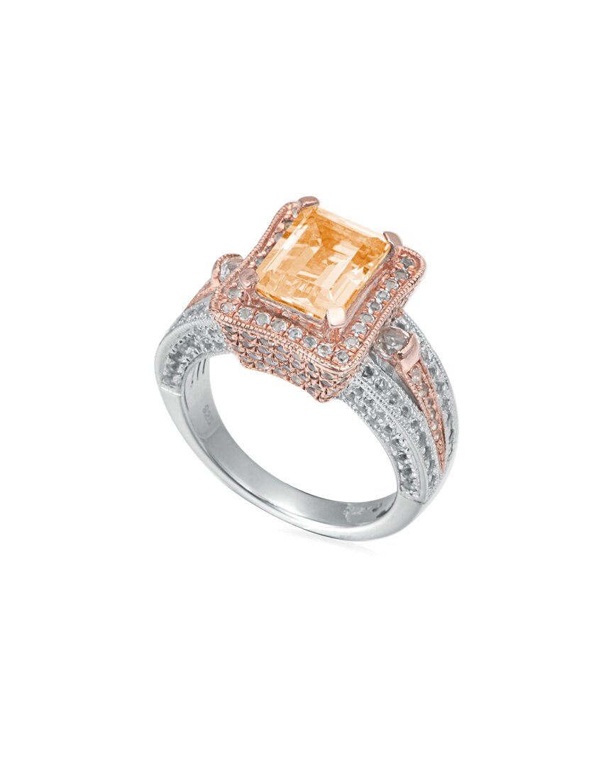 Two-Tone Silver 5.50 ct. tw. Citrine & White Topaz Ring