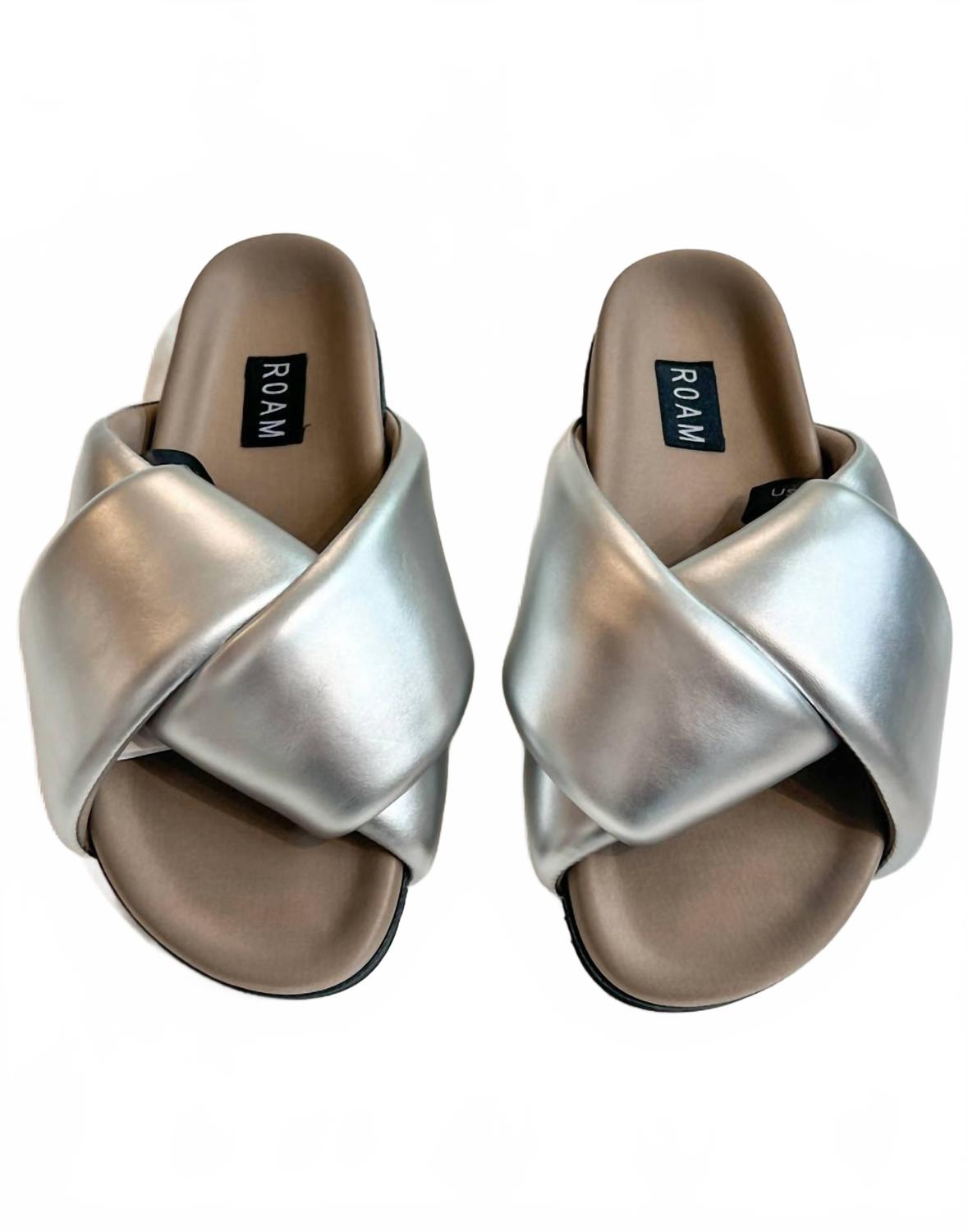 Women's Foldy Puffy Sandals In Silver