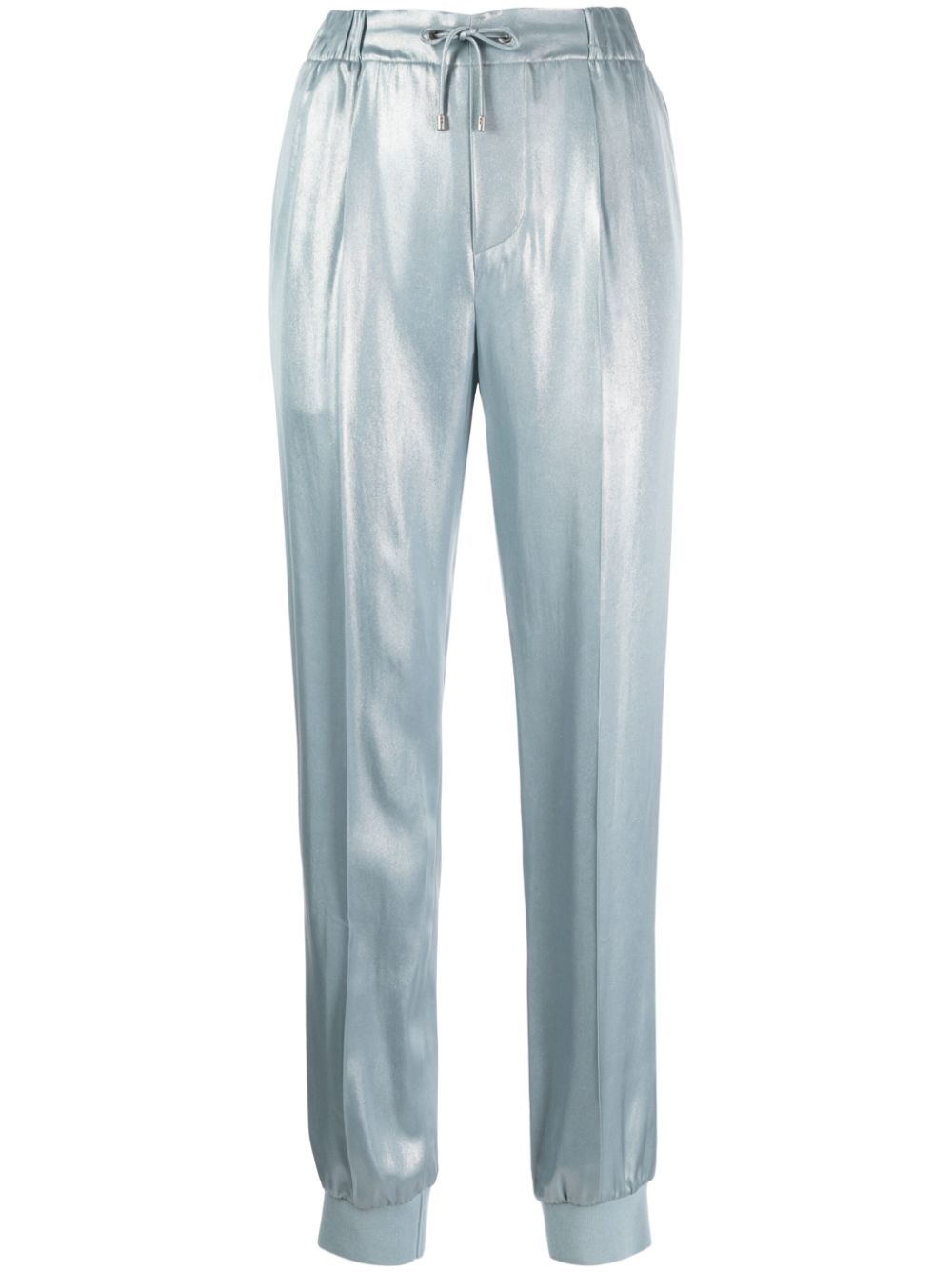 Metallic slim-cut trousers - Blue