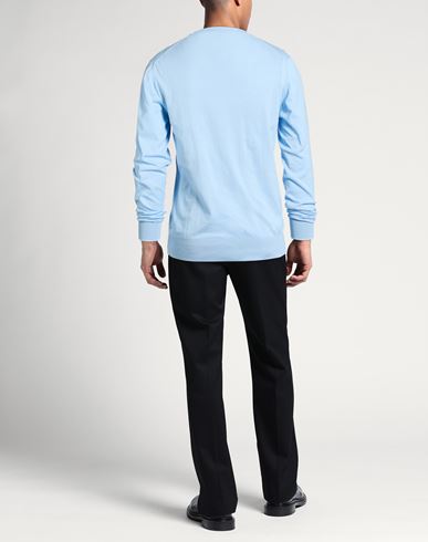 Man Sweater Light blue Size 40 Cotton
