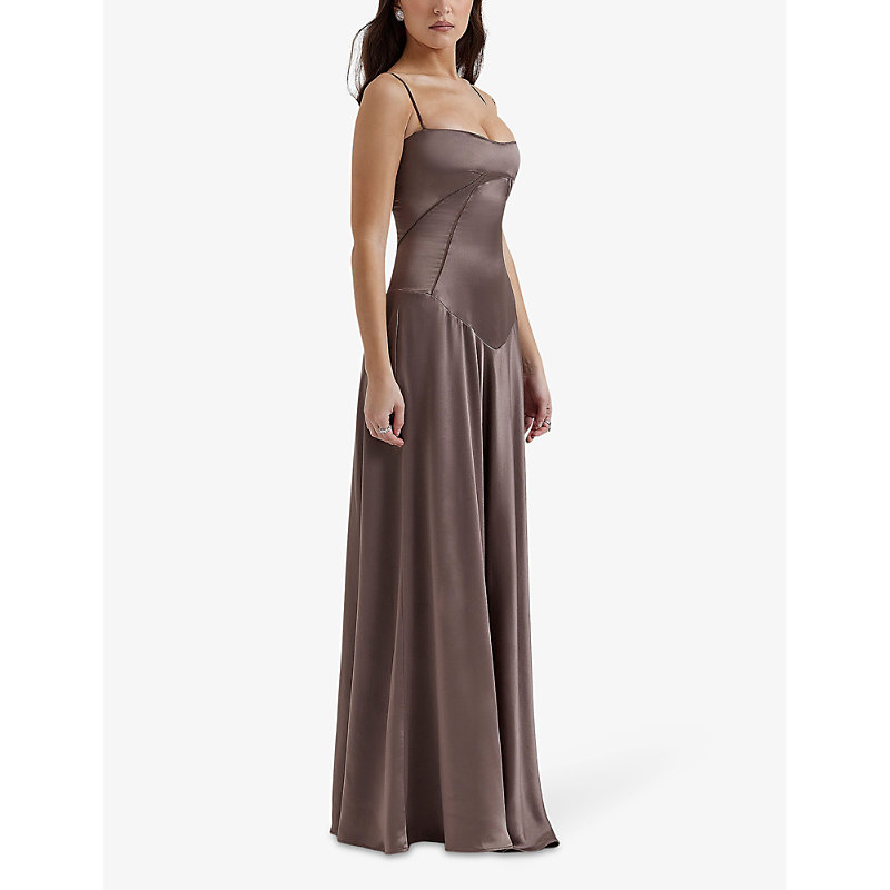 Womens Smoke Anabella Lace-up Satin Maxi Dress 