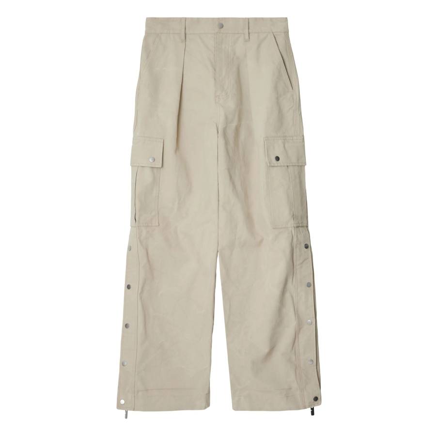 Wide Leg Cotton Cargo Trousers