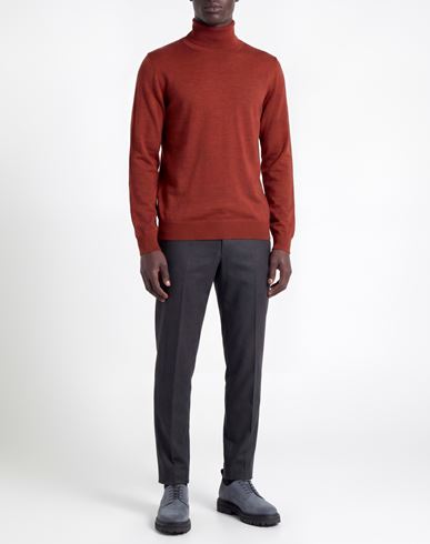Man Turtleneck Rust Size L Merino Wool, Acrylic