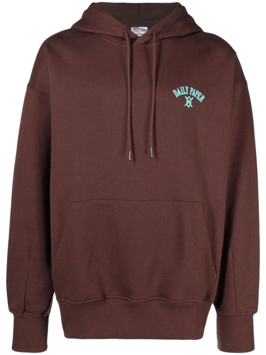 Brown Logo Cotton Hoodie