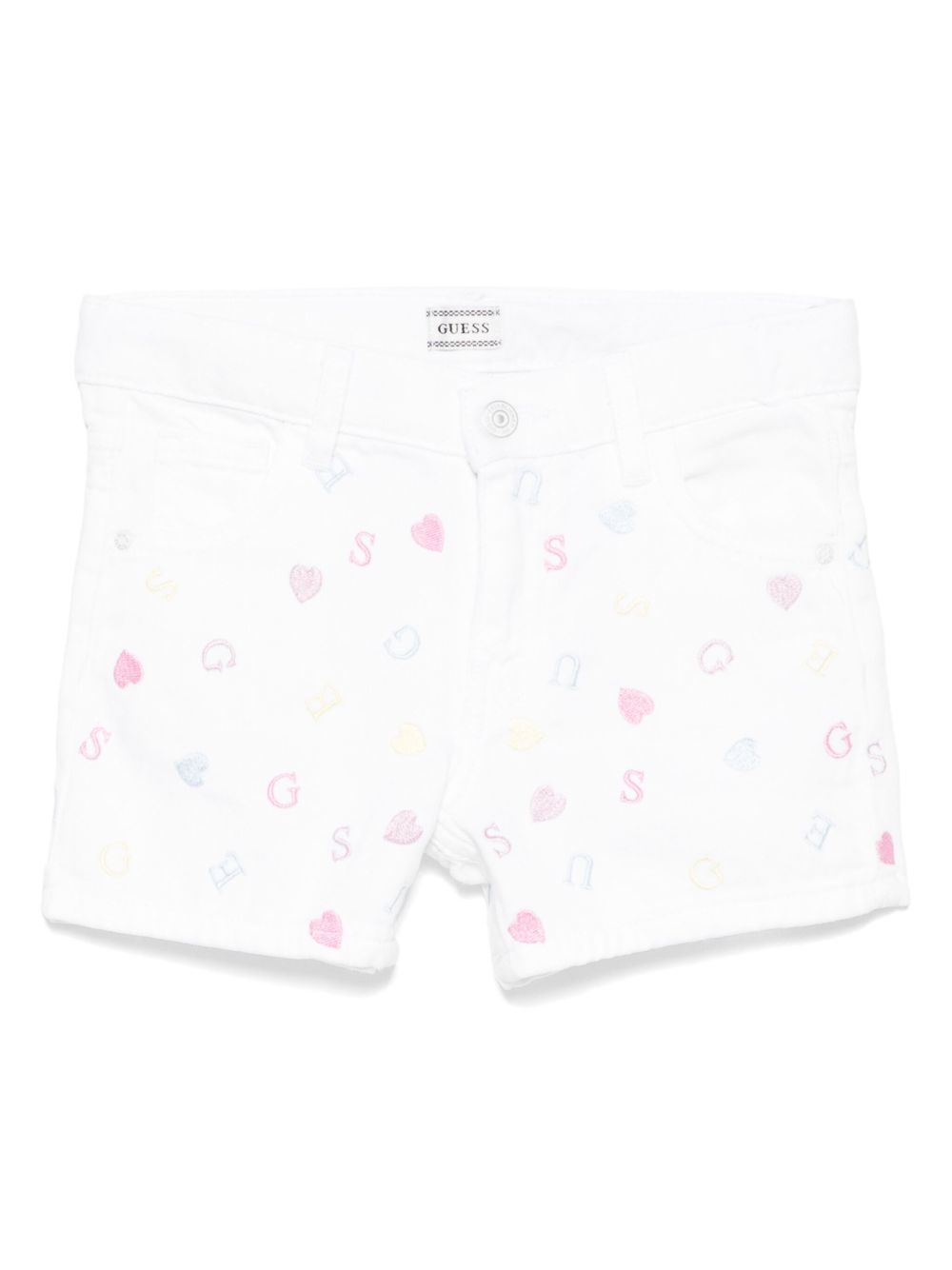 Guess kids embroidered denim shorts - White