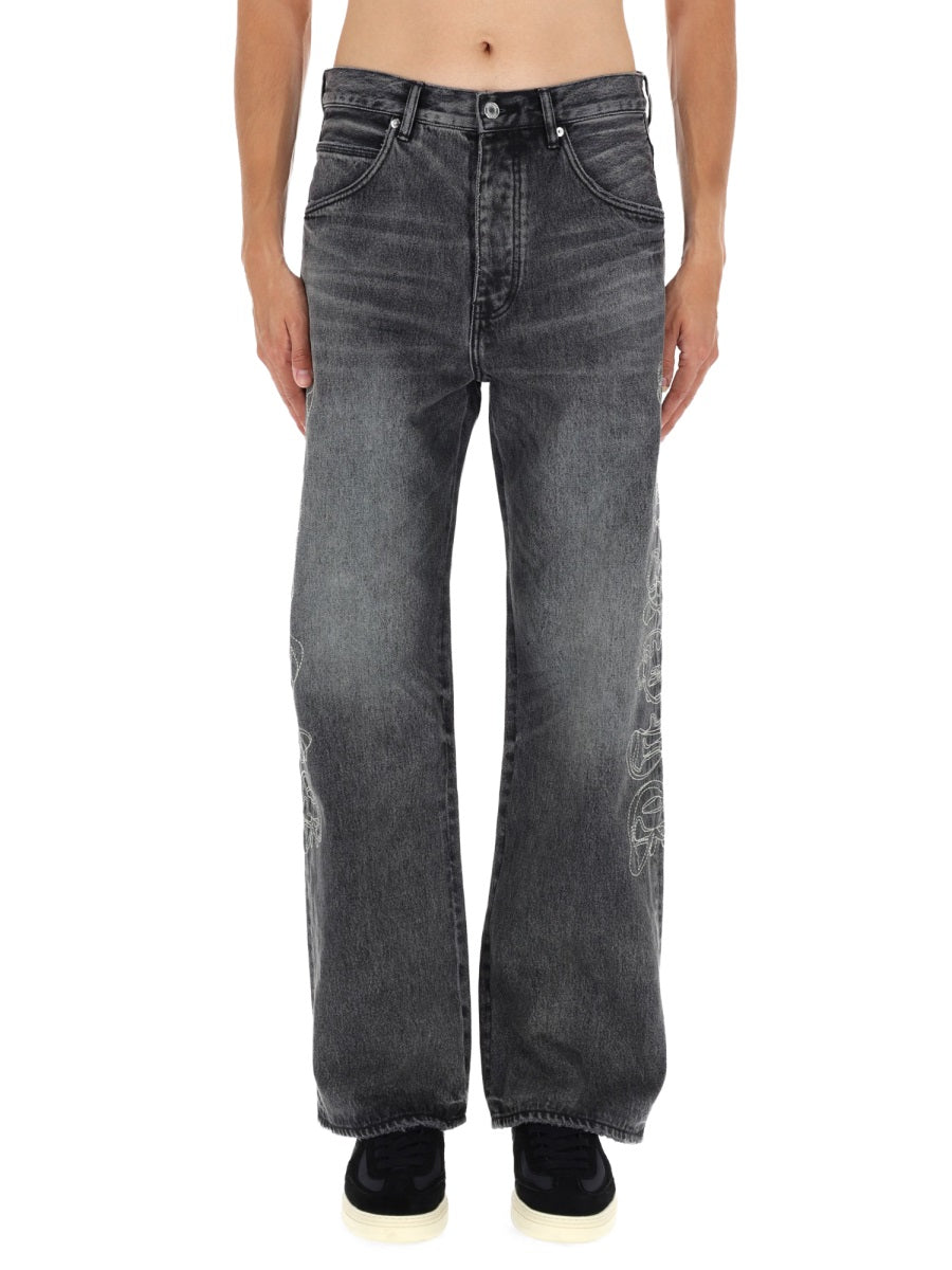 Embroidered Wide-leg Jeans