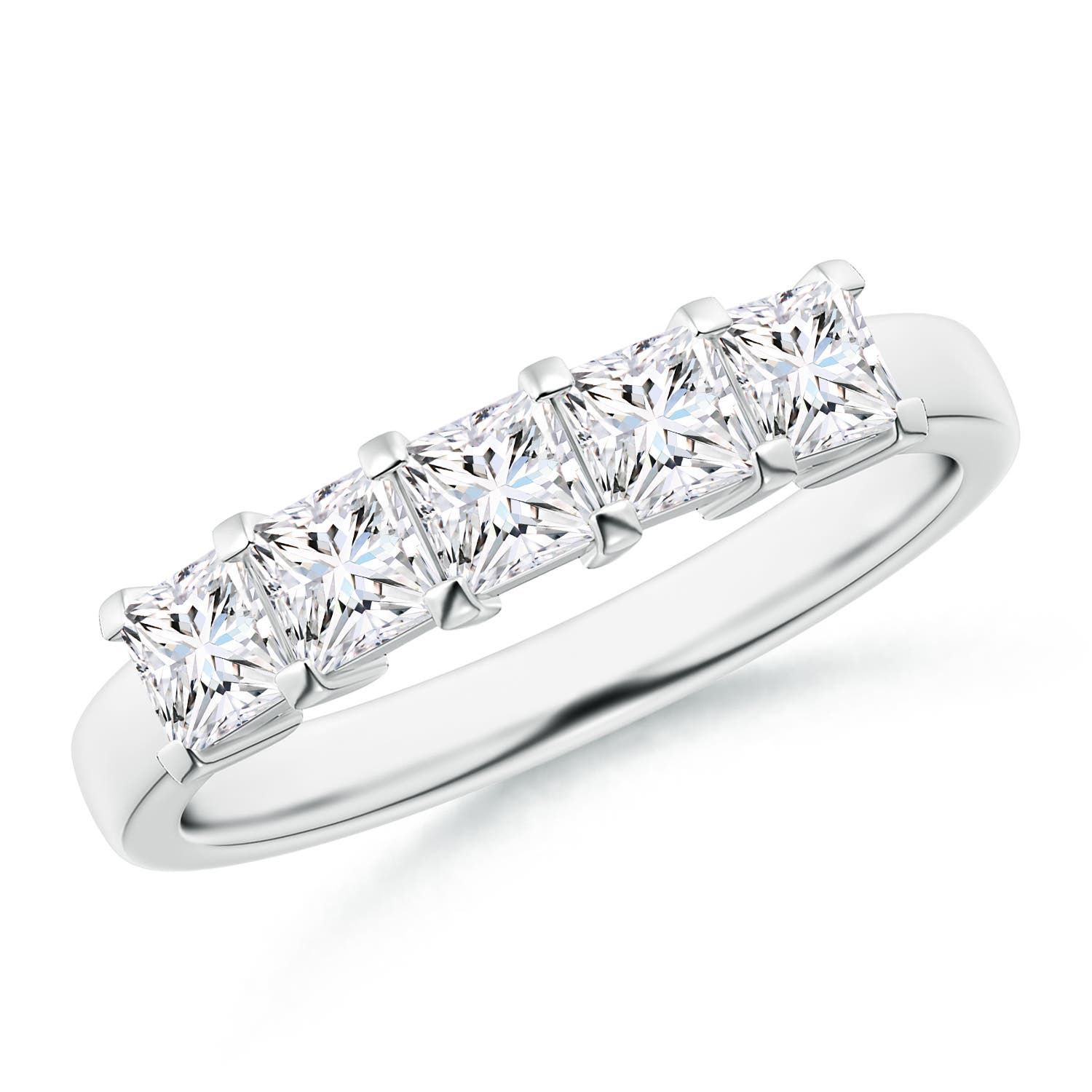 Angara 1.0 Carat Classic Five Stone Princess Diamond Wedding Ring for Her in 14K White Gold
