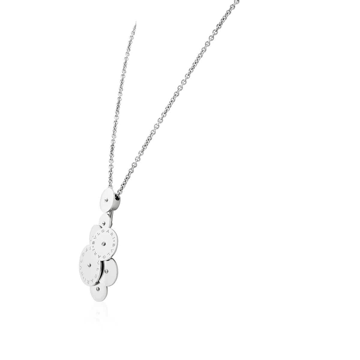 Ladies Cicladi 18k White Gold Rotating Disc Pendant Chain Necklace