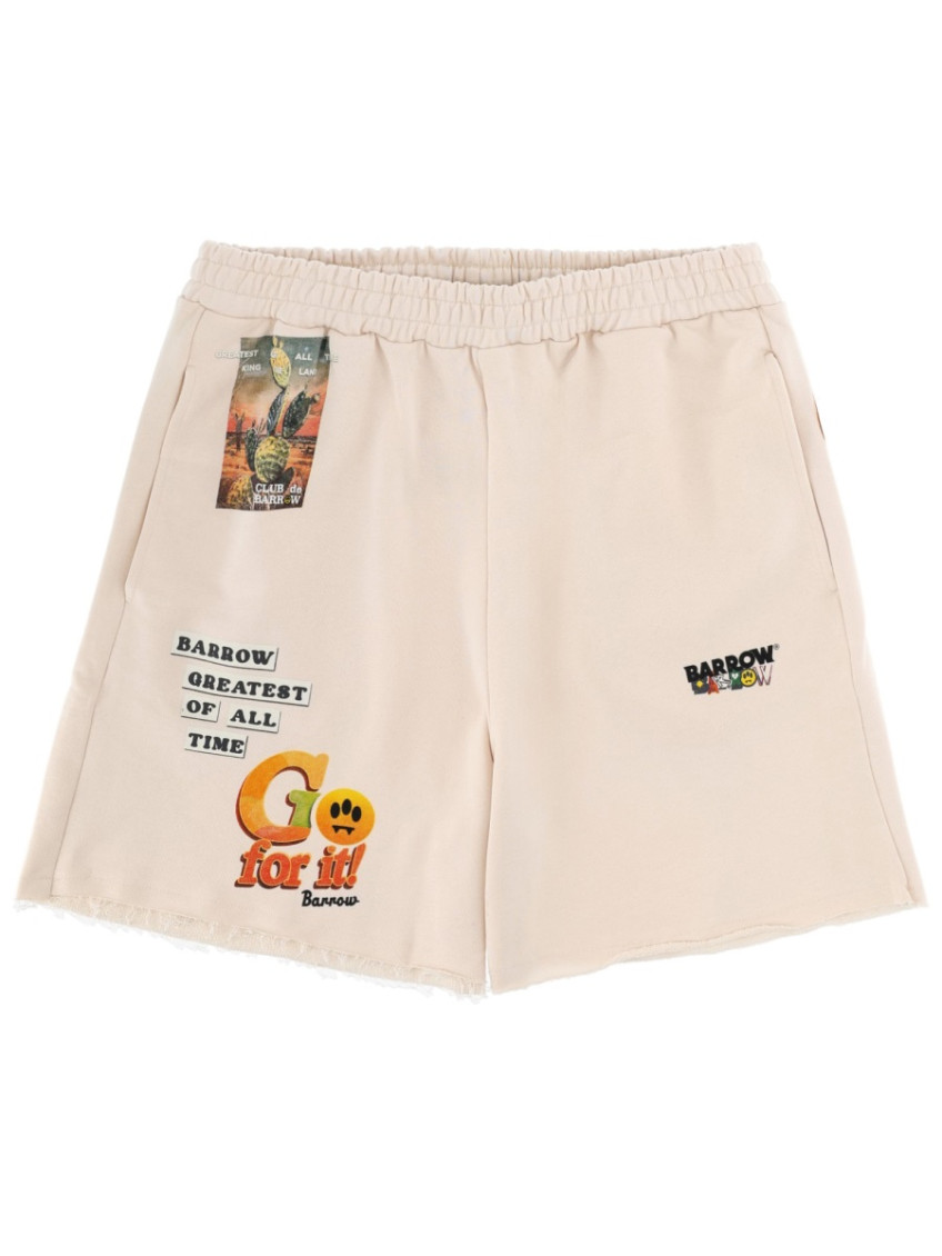 Beige Graphic Shorts