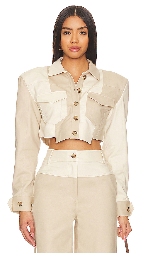 Camila Coelho Araceli Cropped Jacket in Neutral. M. Also in XXS, XS, S