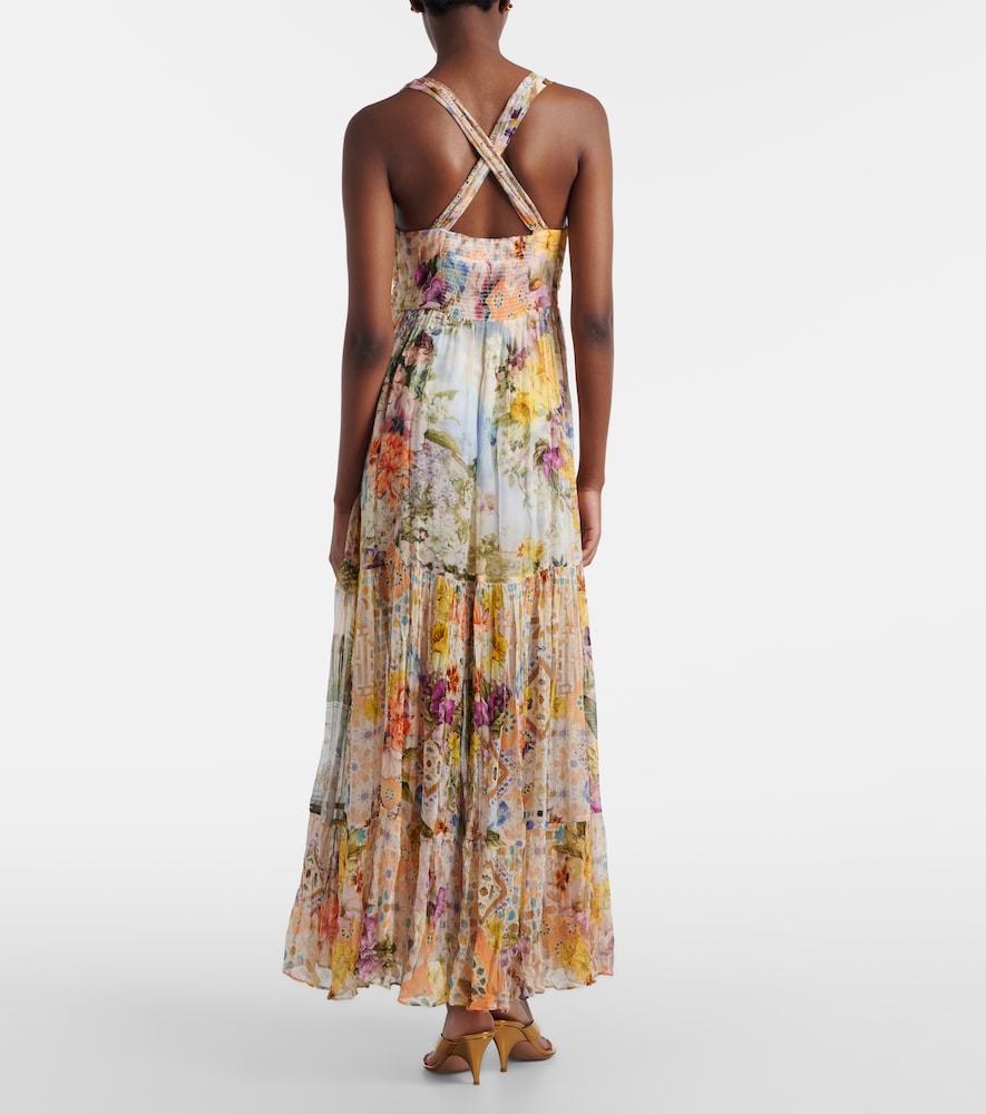 Embellished floral silk maxi dress