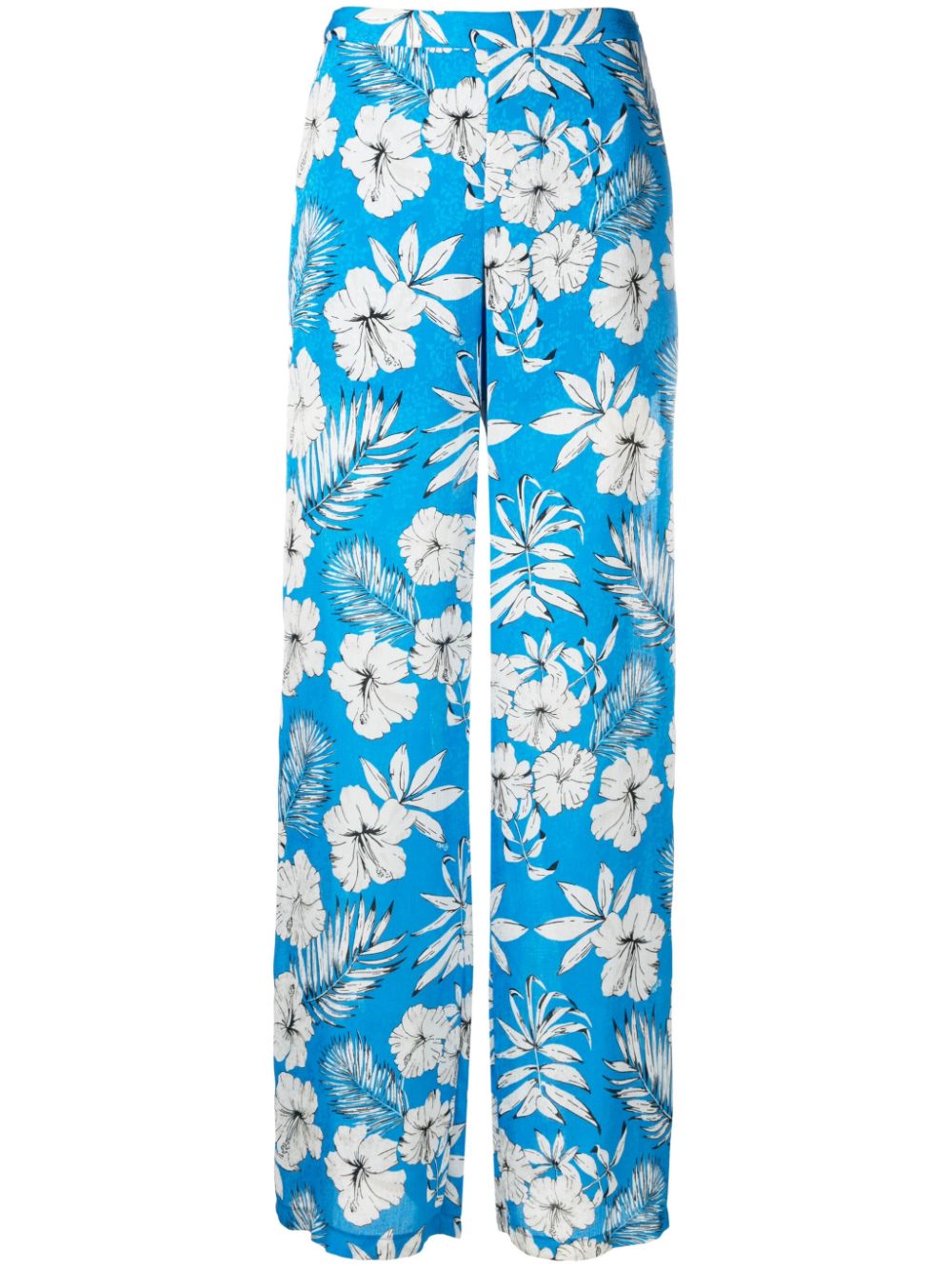 Floral-print wide-leg trousers - Blue