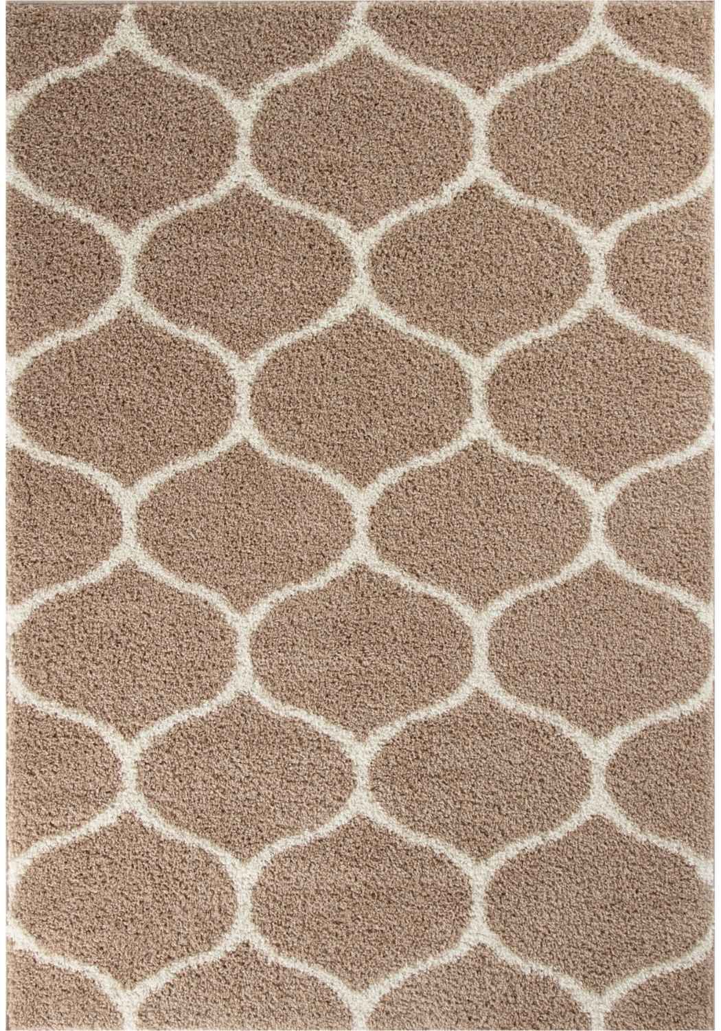 THE RUGS Unisex Moroccan Soft High Pile Shaggy Trellis Rugs & Runners Living Room in Beige | : x 150c