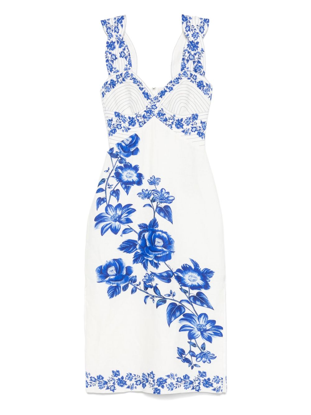 FARM Rio Floral Cascade-print midi dress - White