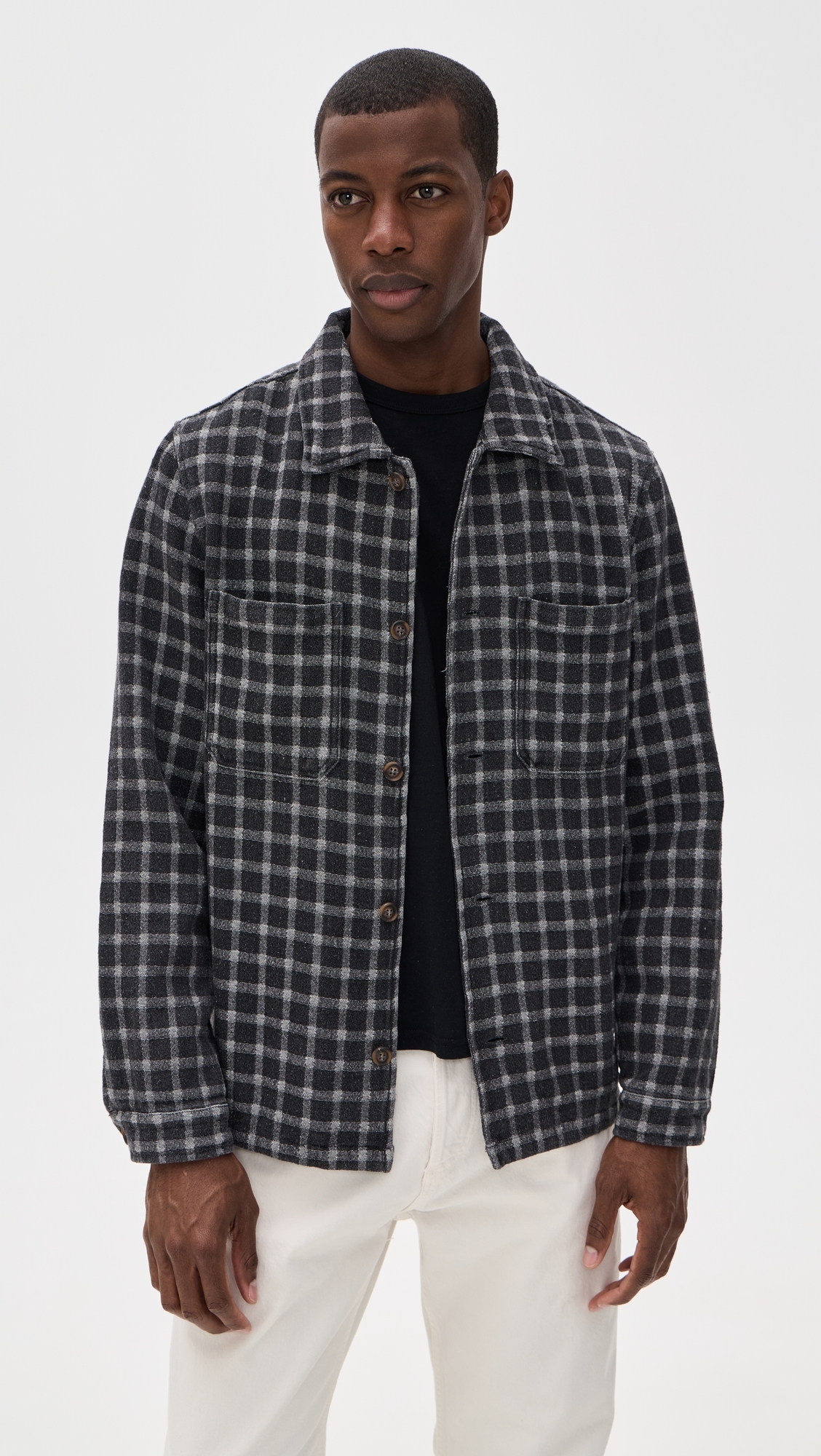 Jacquard Check Shirt Charcoal