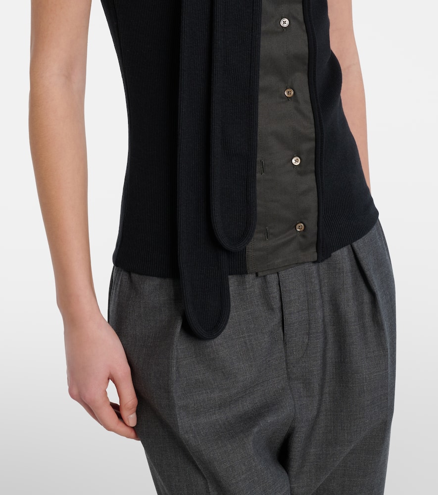 Asymmetric cotton and linen top