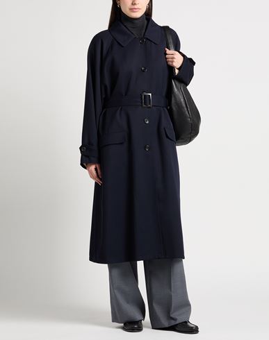 Woman Coat Navy Size 6 Polyester, Virgin Wool