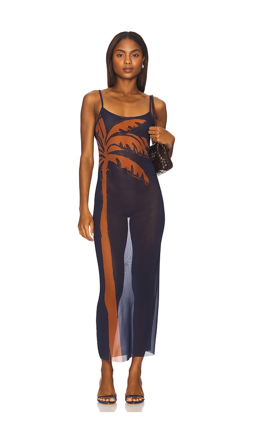 WeWoreWhat Mesh Scoop Maxi Slip Dress in Navy.  XL. Also in L