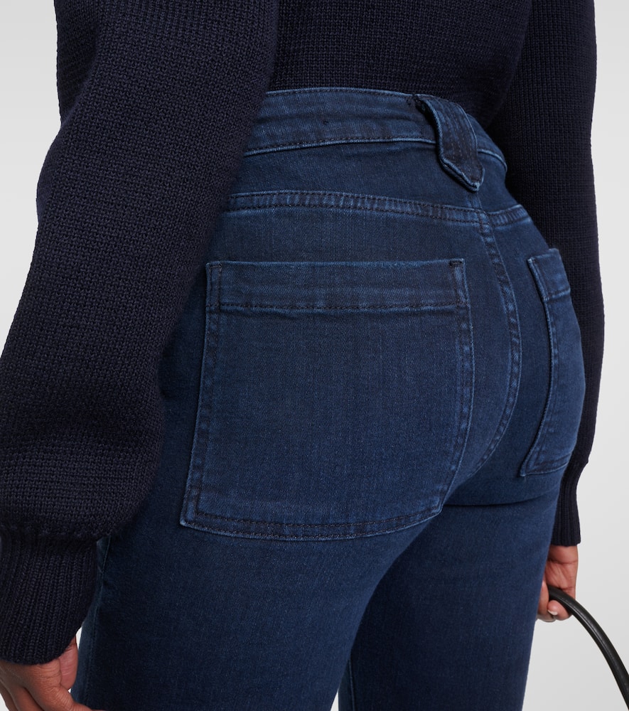 Trapunto high-rise flared jeans