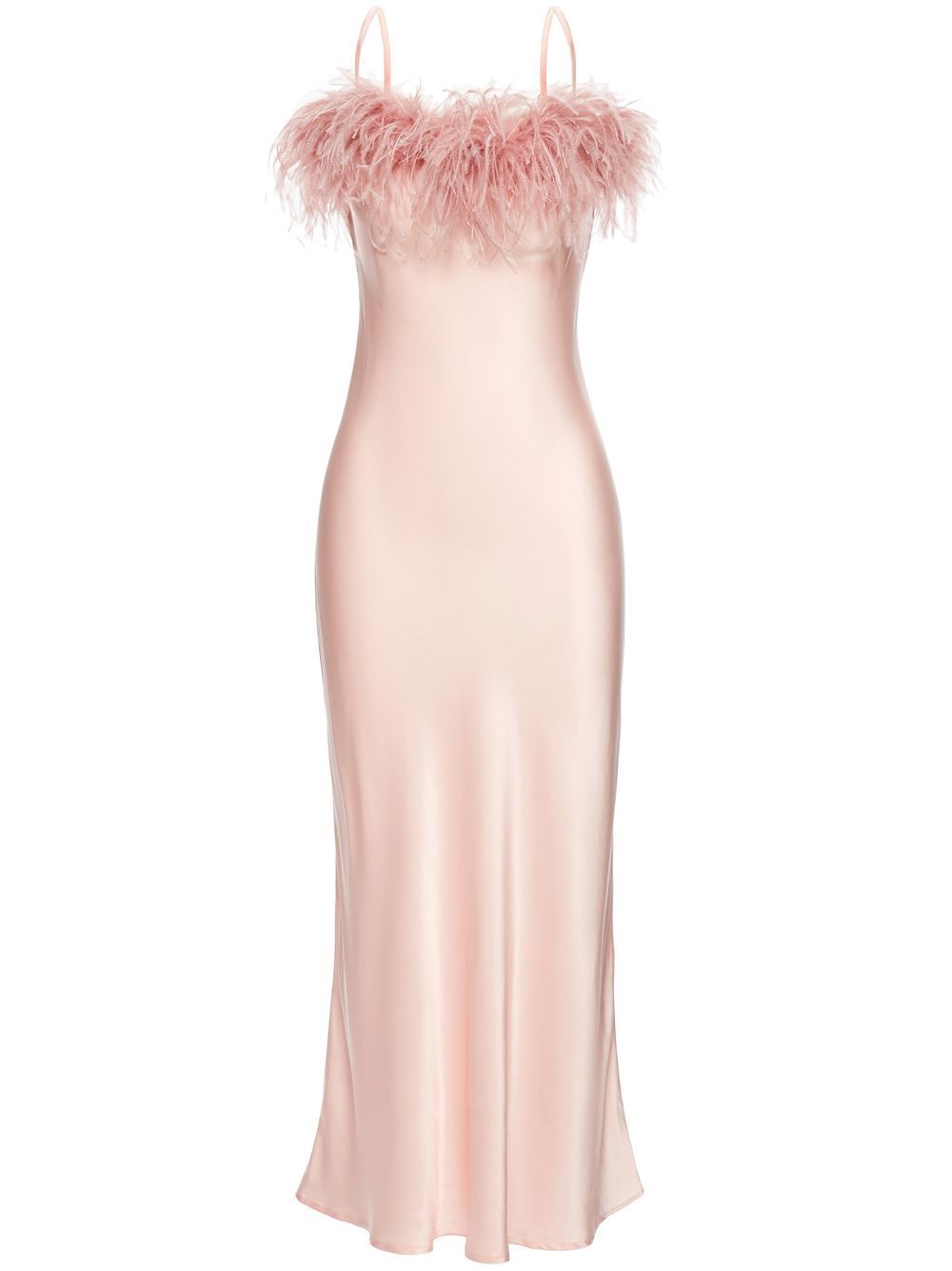 Boheme Feather Trim Slip Dress - Pink