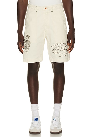 President's Bermuda Fatigue Shorts in Ecru - Cream. 32 also