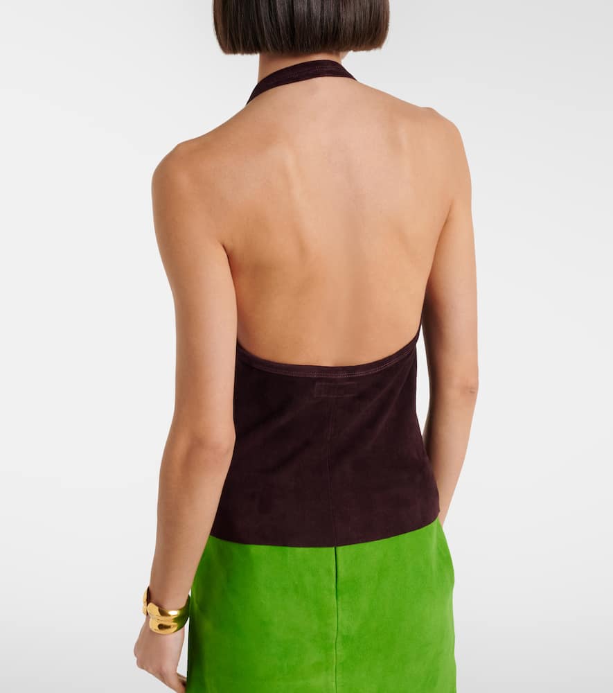 Cherry halterneck suede top