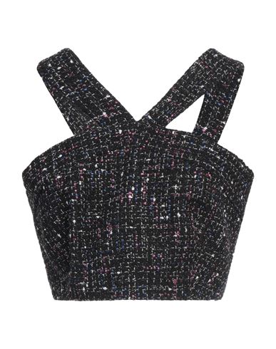 Sandro Woman Top Black Size 3 Cotton, Viscose, Acrylic, Polyamide, Metallic fiber