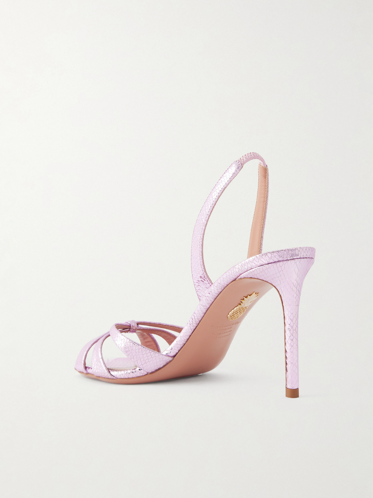 Tati 85 Metallic Snake-effect Leather Slingback Sandals - Pink