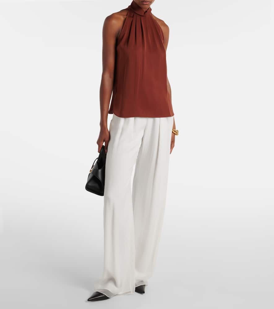 Memore halterneck silk top