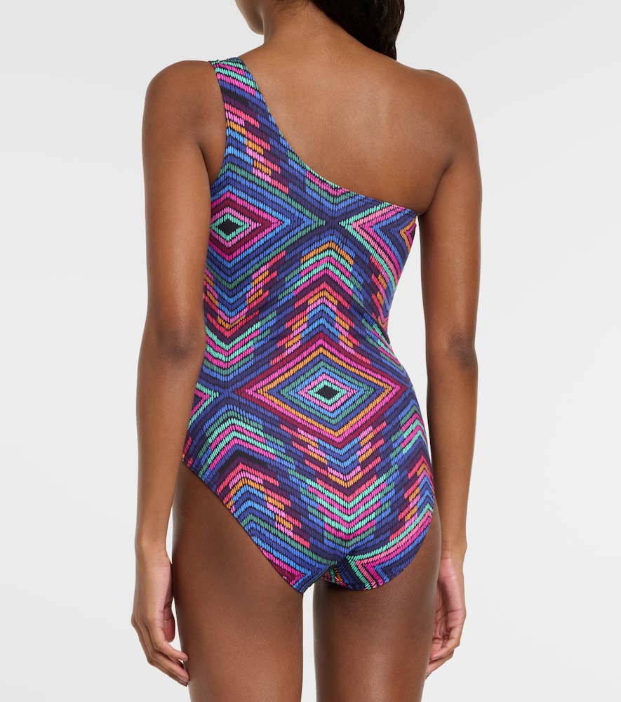Multicolor one-shoulder swimsuit