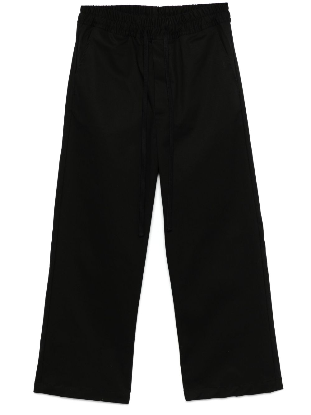 Straight Leg Cotton Blend Trousers with Elasticated Drawstring Waistband