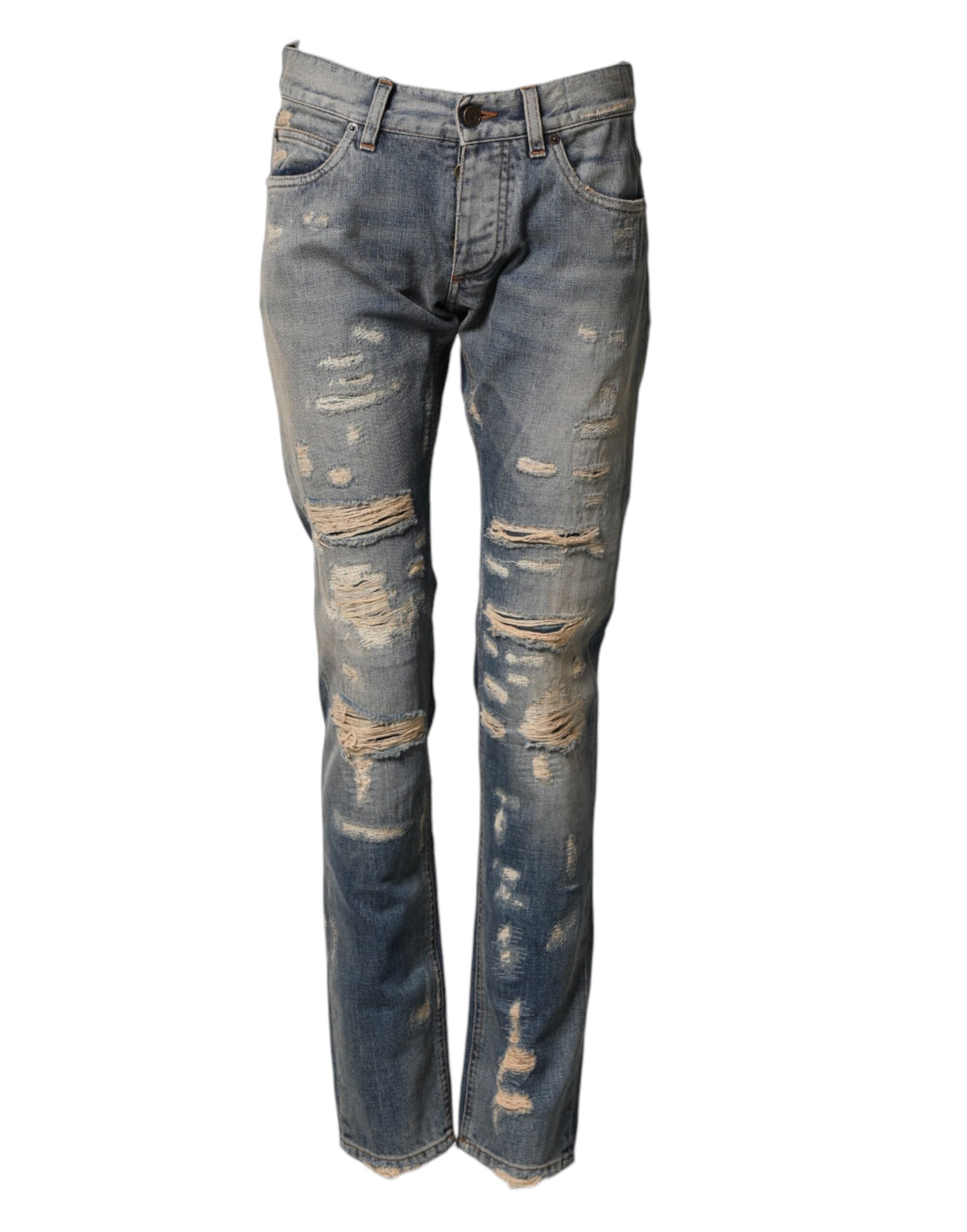 Distressed Skinny Denim Jeans — Blue