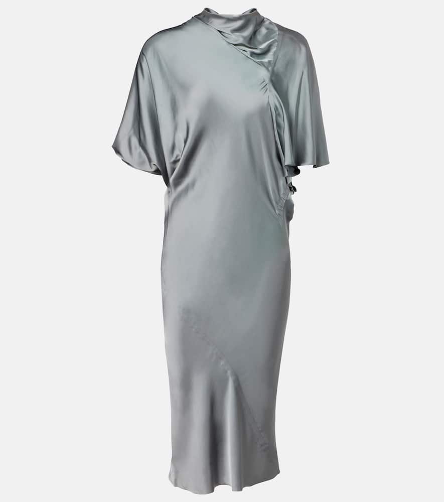 Gathered satin midi dress