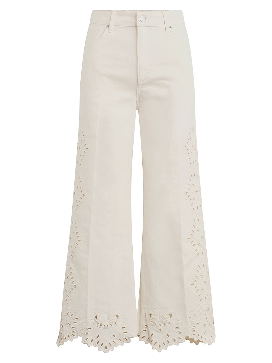 Women's Mia Stretch-Cotton Wide-leg Ankle Jeans - Ecru Floral