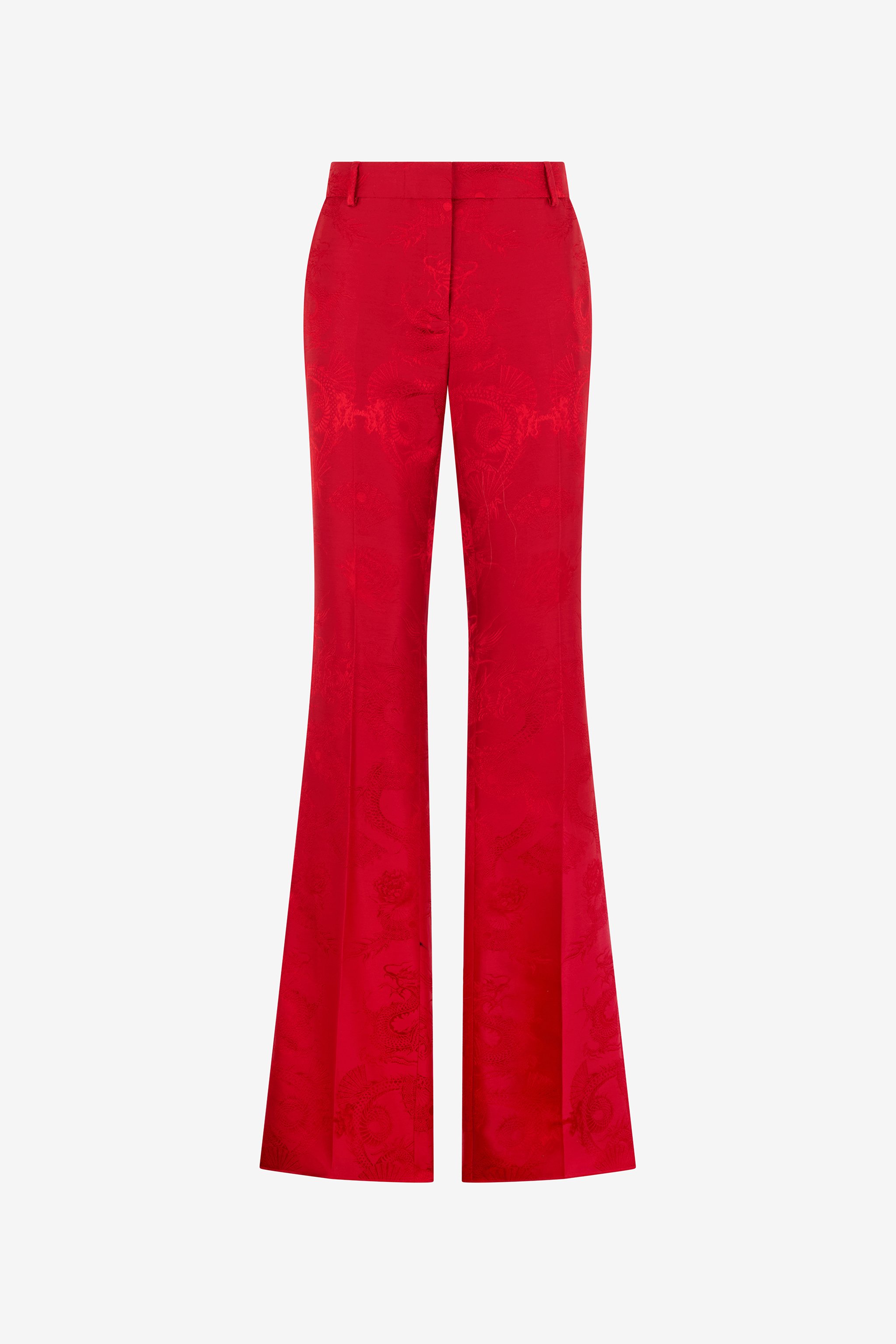 Dark Red Trousers With Dragon Pattern