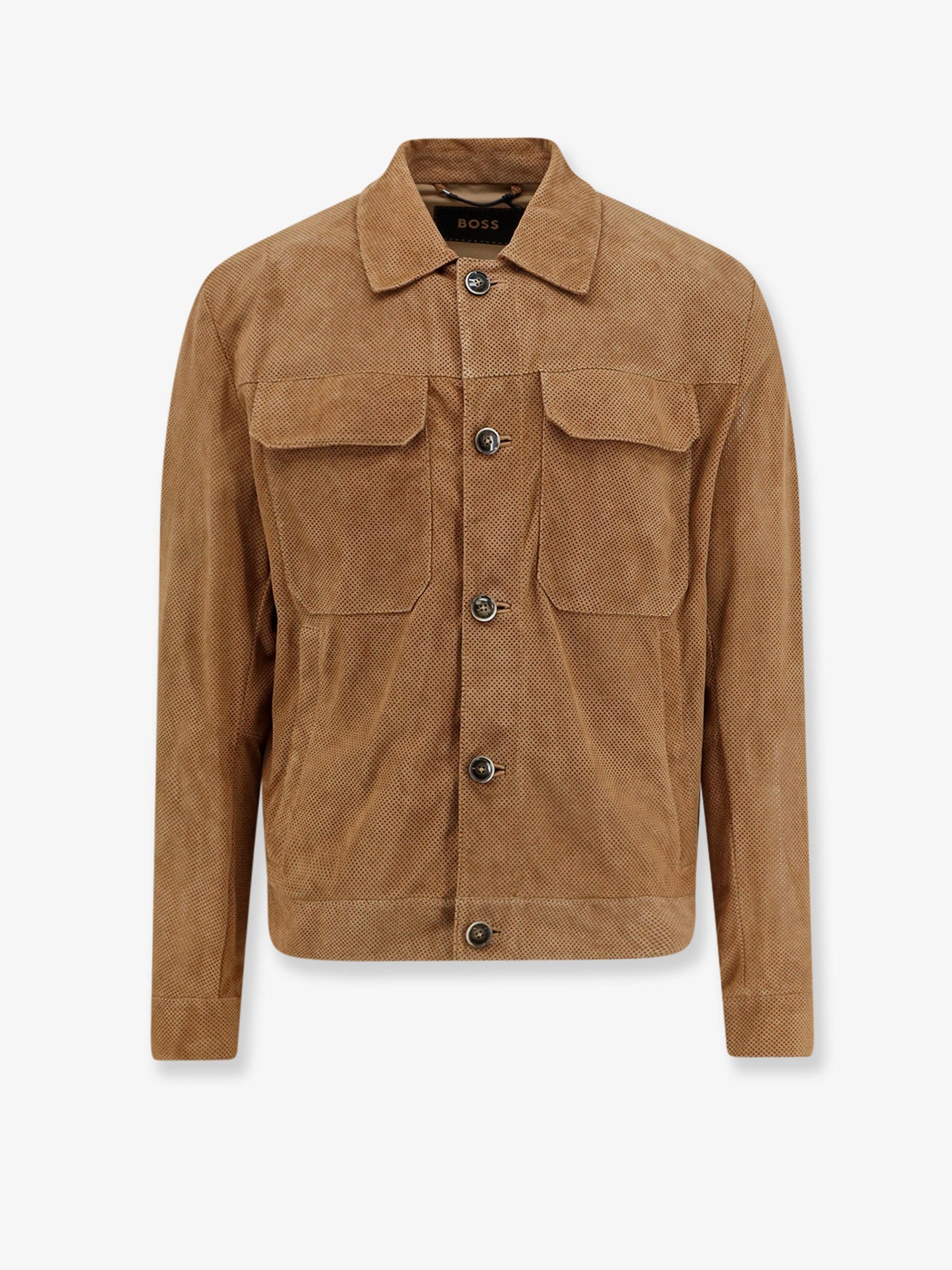Perforated Suede Jacket — Beige