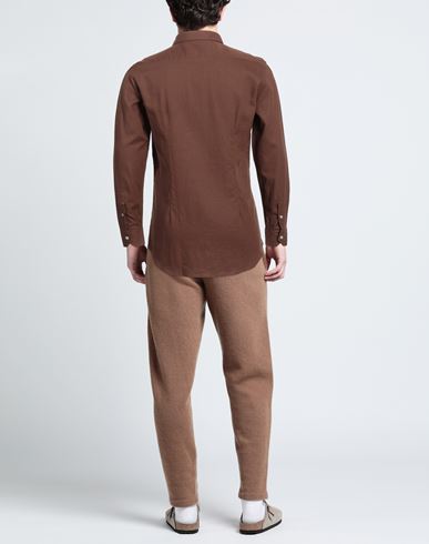 Man Shirt Dark brown Size M Viscose, Linen