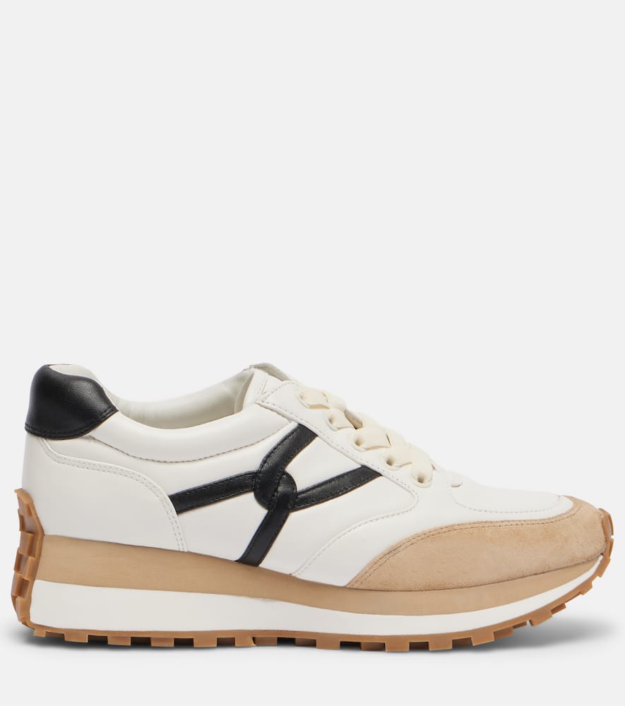 Valentina suede-trimmed leather sneakers