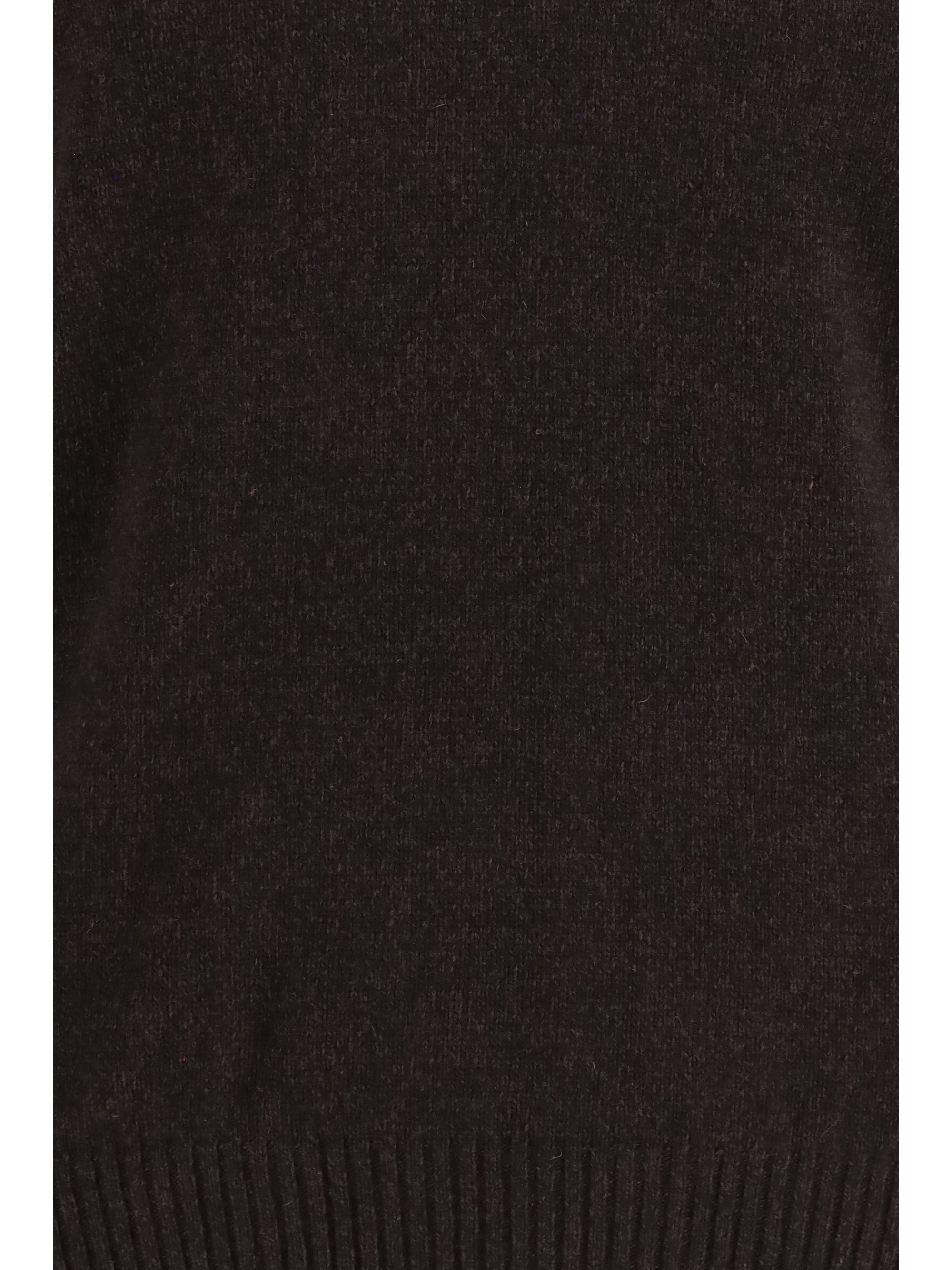 Double-Yarn Fleece Wool Sweater — Brown