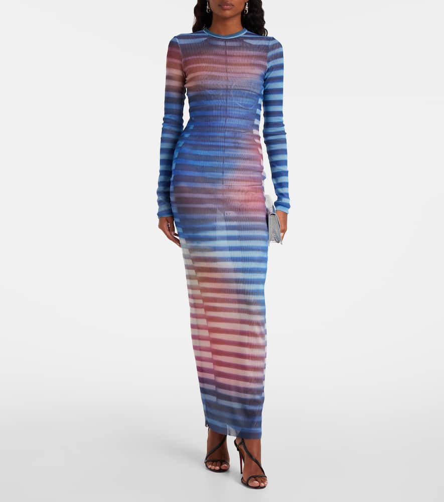 Air striped tulle maxi dress