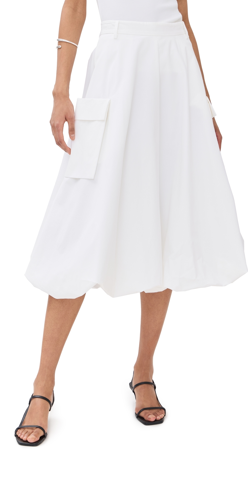 Tibi Bio Twill Bubble Skirt Optic White