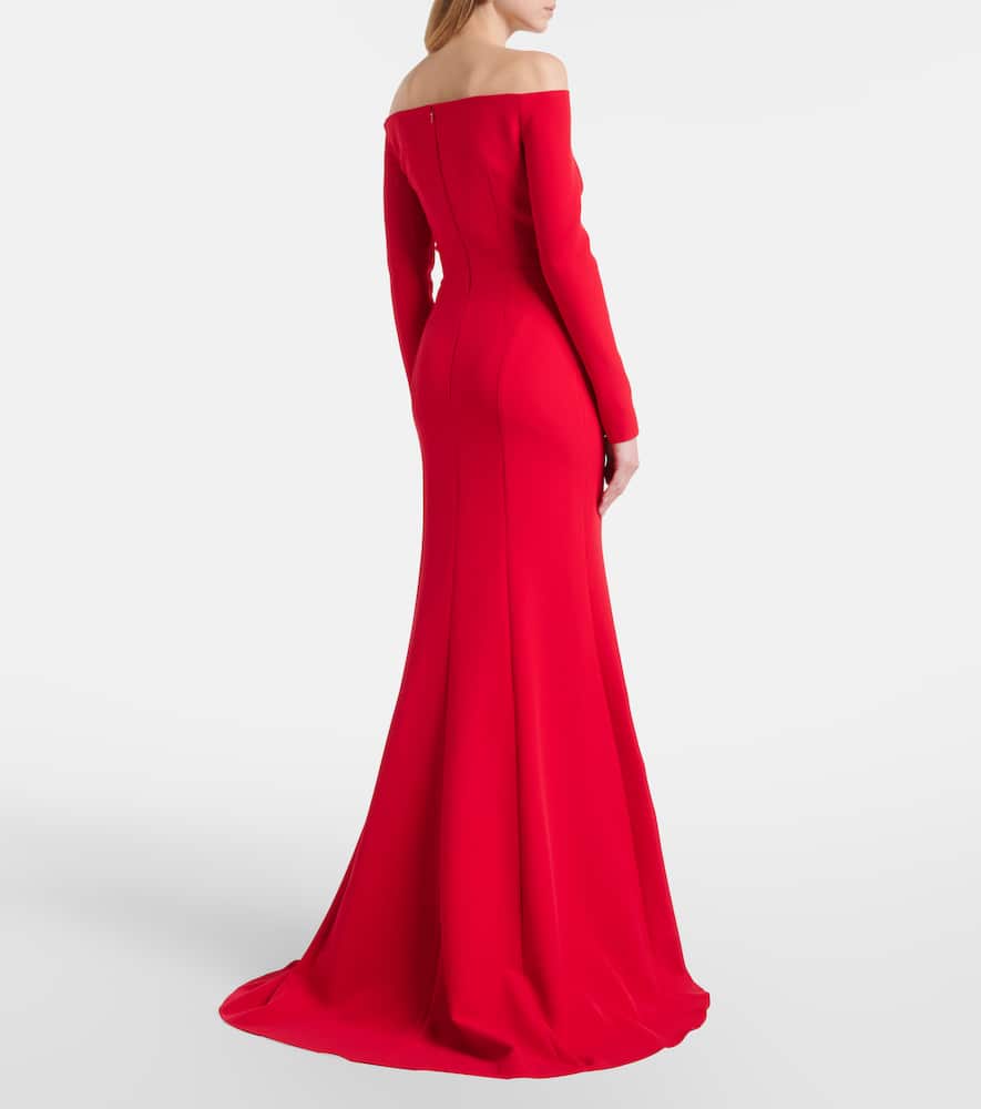 Rory floral-appliqué crêpe gown