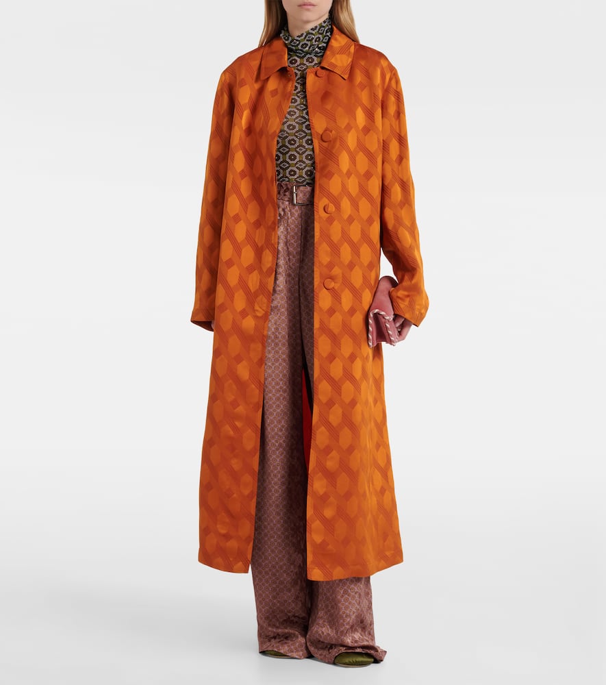 Belted printed wide-leg pants