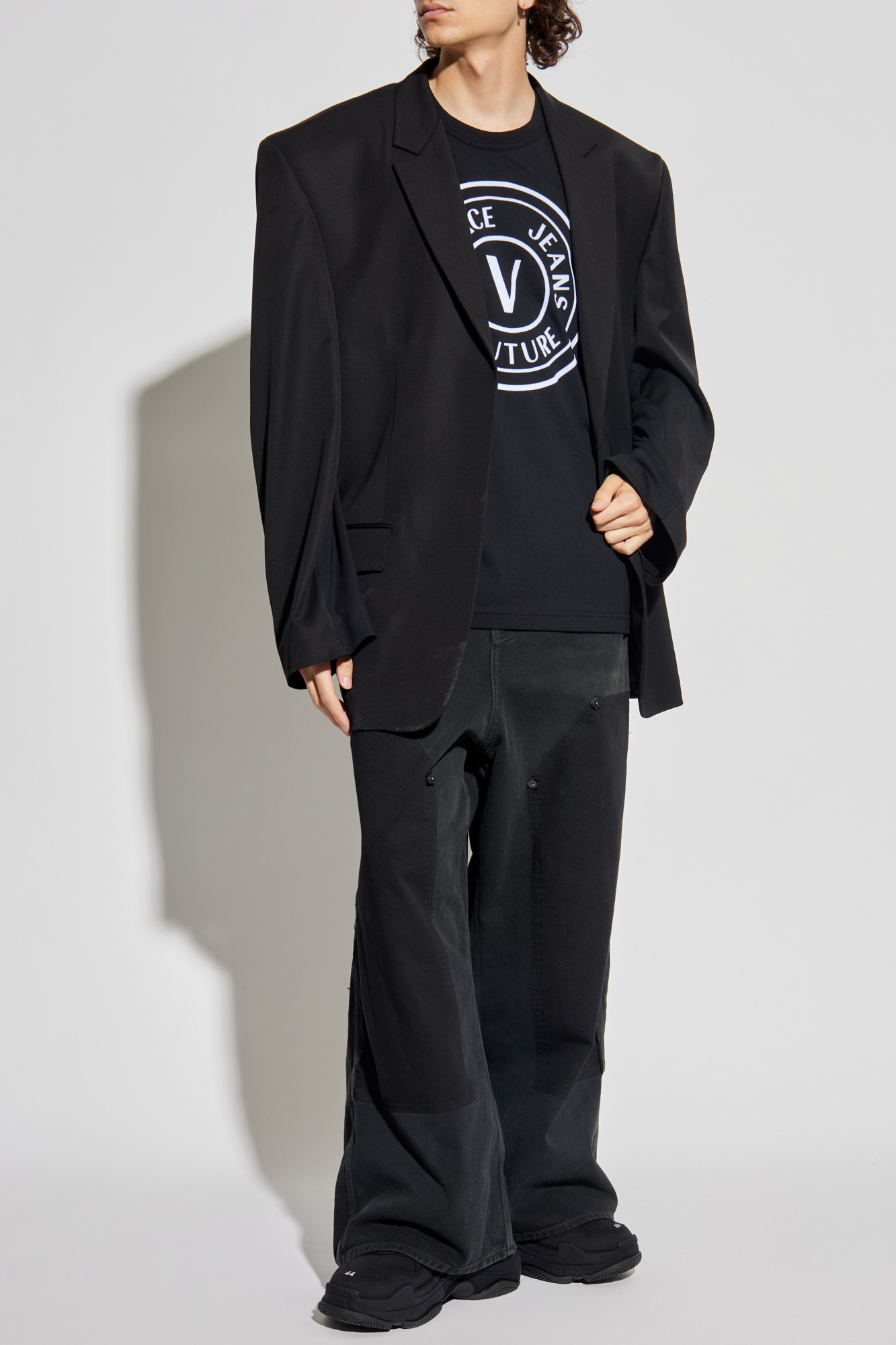 T-shirt With A Velvet Finish Print, Men's, Black