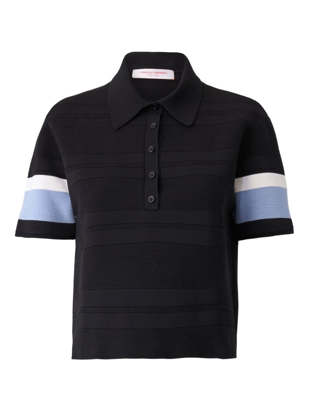 Stripe-detail polo top - Black